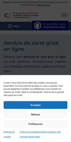 스폰서 기사용 프랑스 매체 Carte Grise En Ligne 사이트 미리보기