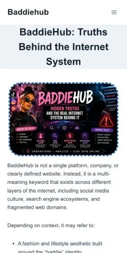 Podgląd witryny BaddieHub, medium z kraju Stany Zjednoczone do artykułów sponsorowanych