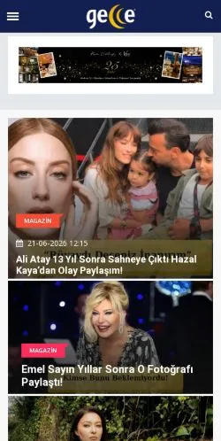 Preview of the Gecce Magazin Haberleri website, a media outlet in Türkiye for sponsored articles