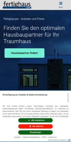 Pré-visualização do site fertighaus, meio de Alemanha para artigos patrocinados
