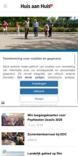 스폰서 기사용 네덜란드 매체 Huis aan Huis Enschede 사이트 미리보기