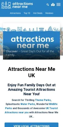 Anteprima del sito Attractions Near Me, media di Regno Unito per articoli sponsorizzati