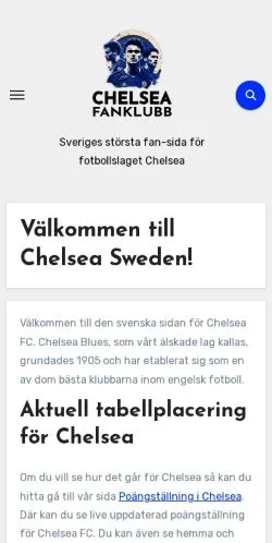 Anteprima del sito Chelsea Sweden, media di Svezia per articoli sponsorizzati