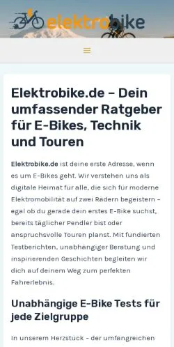 Vorschau der Website Elektrobike, Medium aus Deutschland für gesponserte Artikel