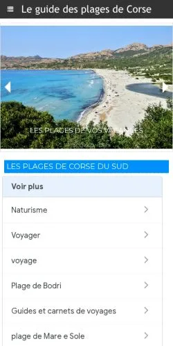 Podgląd witryny Plages De Corse, medium z kraju Francja do artykułów sponsorowanych