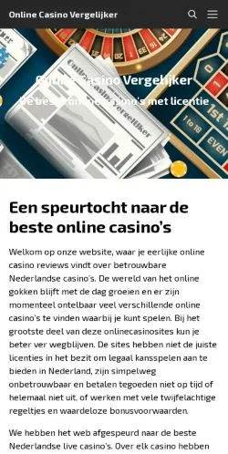 Anteprima del sito Onlinecasinovergelijker, media di Paesi Bassi per articoli sponsorizzati