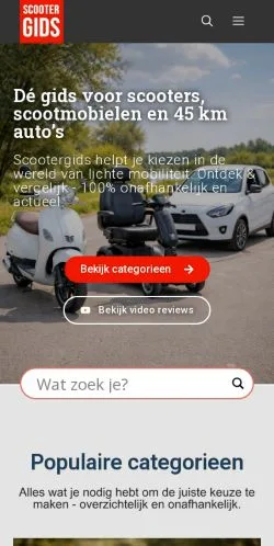 Anteprima del sito Scootergids, media di Paesi Bassi per articoli sponsorizzati