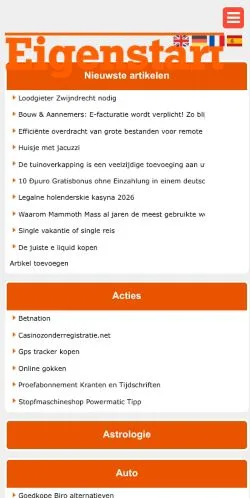 Forhåndsvisning av nettstedet Eigenstart, medium fra Nederland for sponsede artikler