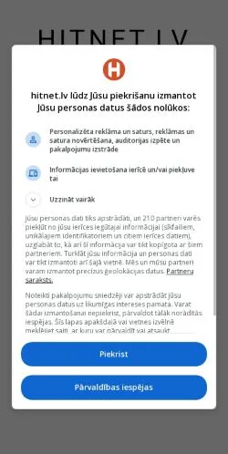 Förhandsvisning av webbplatsen Hitnet, medium i Lettland för sponsrade artiklar