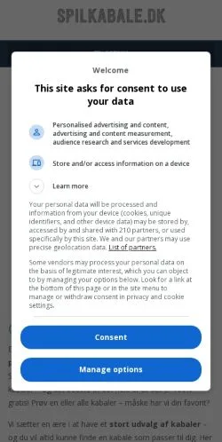 Anteprima del sito Spilkabale, media di Danimarca per articoli sponsorizzati
