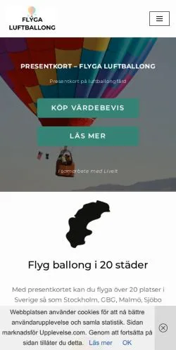 Anteprima del sito Flyga Luftballong, media di Svezia per articoli sponsorizzati
