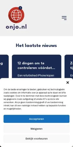 Podgląd witryny ONJO, medium z kraju Holandia do artykułów sponsorowanych