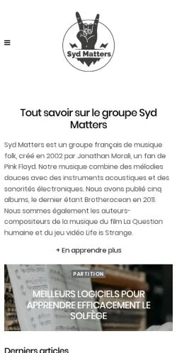 Aperçu du site Syd Matters, média de France pour articles sponsorisés