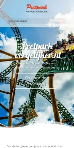 Podgląd witryny Pretpark Vergelijker, medium z kraju Holandia do artykułów sponsorowanych