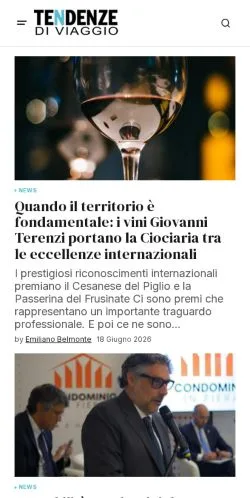 スポンサード記事向けのイタリアメディア、TendenzediViaggioのサイトプレビュー