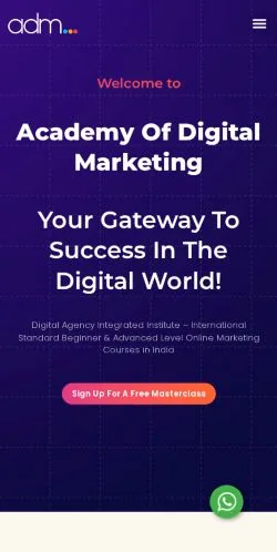 Vista previa del sitio Academy of Digital Marketing, medio de Estados Unidos para artículos patrocinados