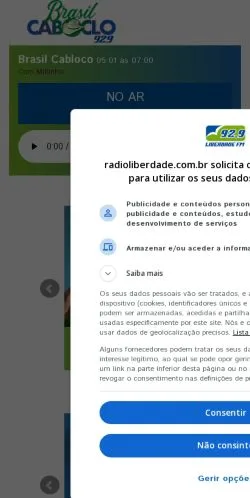Anteprima del sito Rádio Liberdade, media di Brasile per articoli sponsorizzati