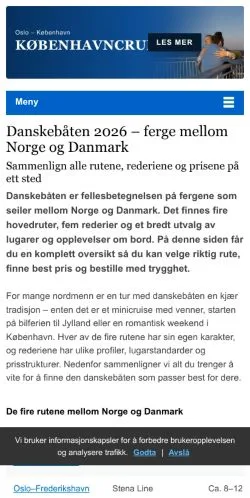 Podgląd witryny Danskebåten 2026, medium z kraju Norwegia do artykułów sponsorowanych