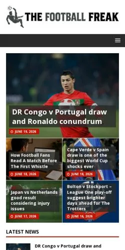 스폰서 기사용 영국 매체 The Football Freak 사이트 미리보기