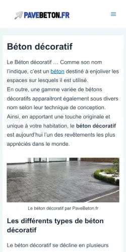 Anteprima del sito PaveBéton, media di Francia per articoli sponsorizzati