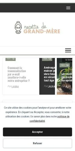Anteprima del sito Recette de Grand-Mère, media di Francia per articoli sponsorizzati