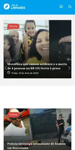 스폰서 기사용 브라질 매체 Site de Linhares 사이트 미리보기