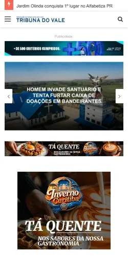 Pré-visualização do site Tribuna Do Vale, meio de Brasil para artigos patrocinados