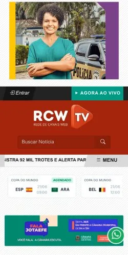 Anteprima del sito RCWTV, media di Brasile per articoli sponsorizzati