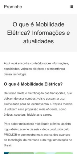 Vista previa del sitio Promobe, medio de Brasil para artículos patrocinados