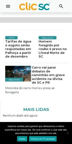 Aperçu du site CLICSC, média de Brésil pour articles sponsorisés