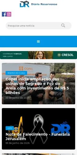 Anteprima del sito Diário Reservense, media di Brasile per articoli sponsorizzati