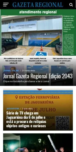 스폰서 기사용 브라질 매체 Gazeta Regional Engenheiro Coelho 사이트 미리보기