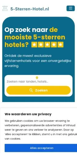 Sponsorlu makaleler için Hollanda medyası 5-Sterren Hotels & Resorts sitesinin önizlemesi