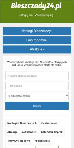 Podgląd witryny Bieszczady24, medium z kraju Polska do artykułów sponsorowanych