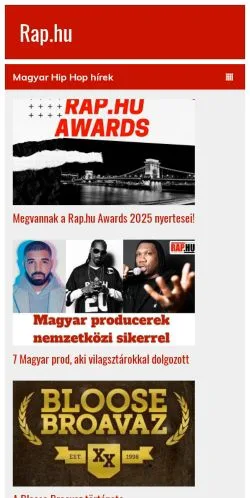 Förhandsvisning av webbplatsen Rap, medium i Ungern för sponsrade artiklar