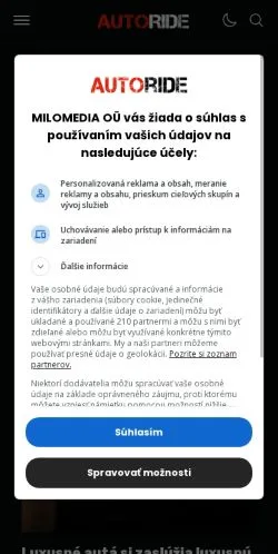 Podgląd witryny Autoride, medium z kraju Słowacja do artykułów sponsorowanych