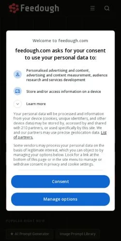 Forhåndsvisning av nettstedet Feedough AI, medium fra USA for sponsede artikler