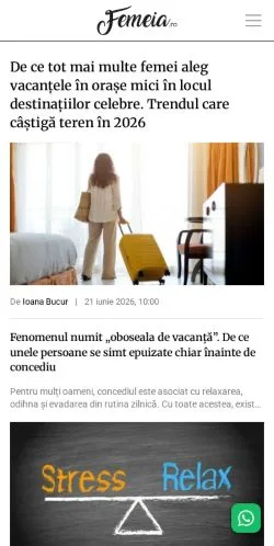 Podgląd witryny FEMEIA, medium z kraju Rumunia do artykułów sponsorowanych