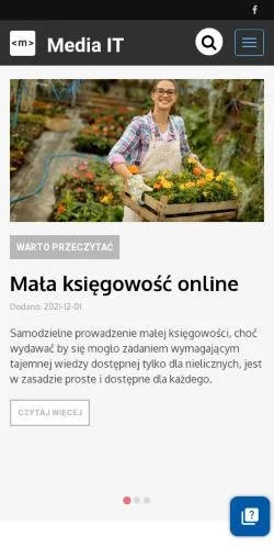 Förhandsvisning av webbplatsen MediaIT, medium i Polen för sponsrade artiklar
