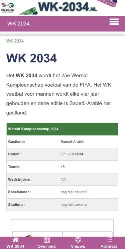 Anteprima del sito WK 2034 Voetbal, media di Paesi Bassi per articoli sponsorizzati