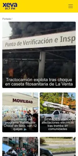 Vista previa del sitio Xeva Noticias Tabasco, medio de México para artículos patrocinados