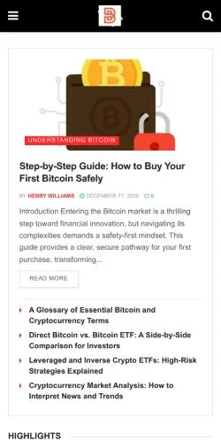 スポンサード記事向けのアメリカ合衆国メディア、Biitcooinのサイトプレビュー