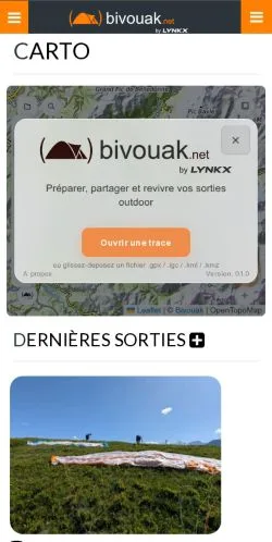 Anteprima del sito Bivouak, media di Francia per articoli sponsorizzati