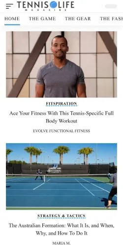 Vista previa del sitio Tennis Life Mag, medio de Estados Unidos para artículos patrocinados