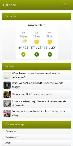 Pré-visualização do site Linken, meio de Bélgica para artigos patrocinados
