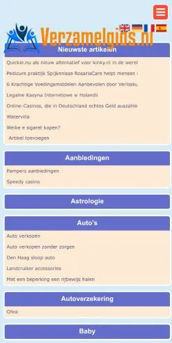 Podgląd witryny Verzamelgids, medium z kraju Holandia do artykułów sponsorowanych