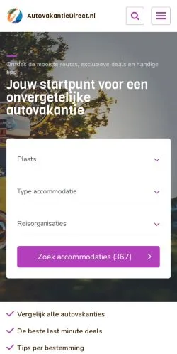 Anteprima del sito Autovakantiedirect, media di Paesi Bassi per articoli sponsorizzati