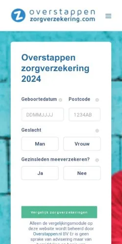 Podgląd witryny Overstappen Zorgverzekering, medium z kraju Holandia do artykułów sponsorowanych