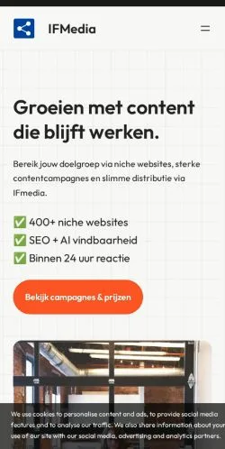 Podgląd witryny IFmedia, medium z kraju Holandia do artykułów sponsorowanych