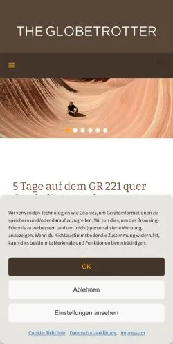 Anteprima del sito TheGlobetrotter, media di Germania per articoli sponsorizzati